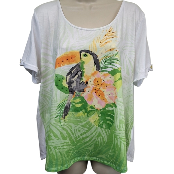hearts of palm Tops - Hearts of Palm Tropic Of Interest Toucan Tee Sz XL
